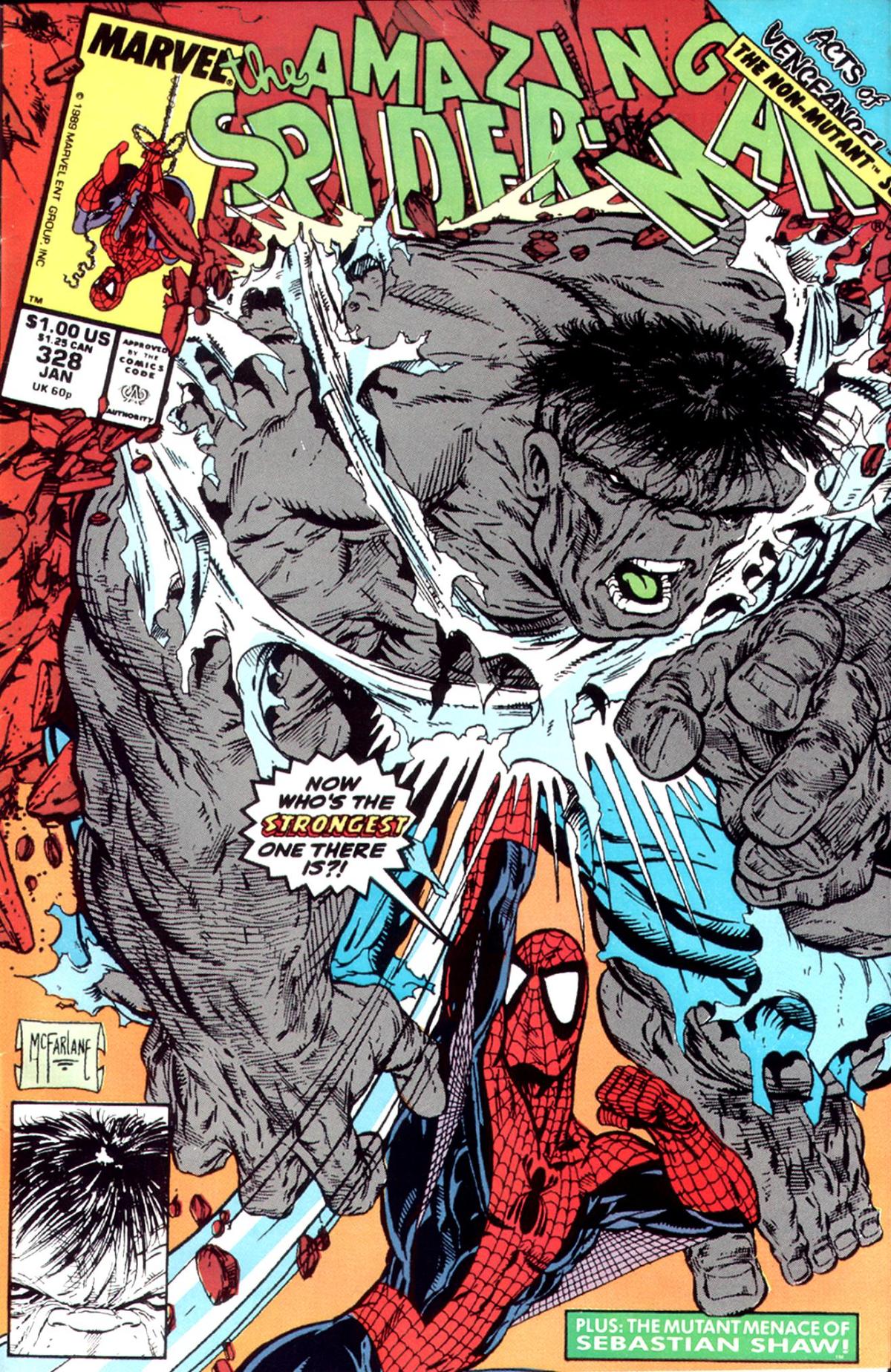Cosmic Powered Amazing Spider-Man vs. The Incredible Hulk. (Amazing Spider-Man V1 #328, 1989)