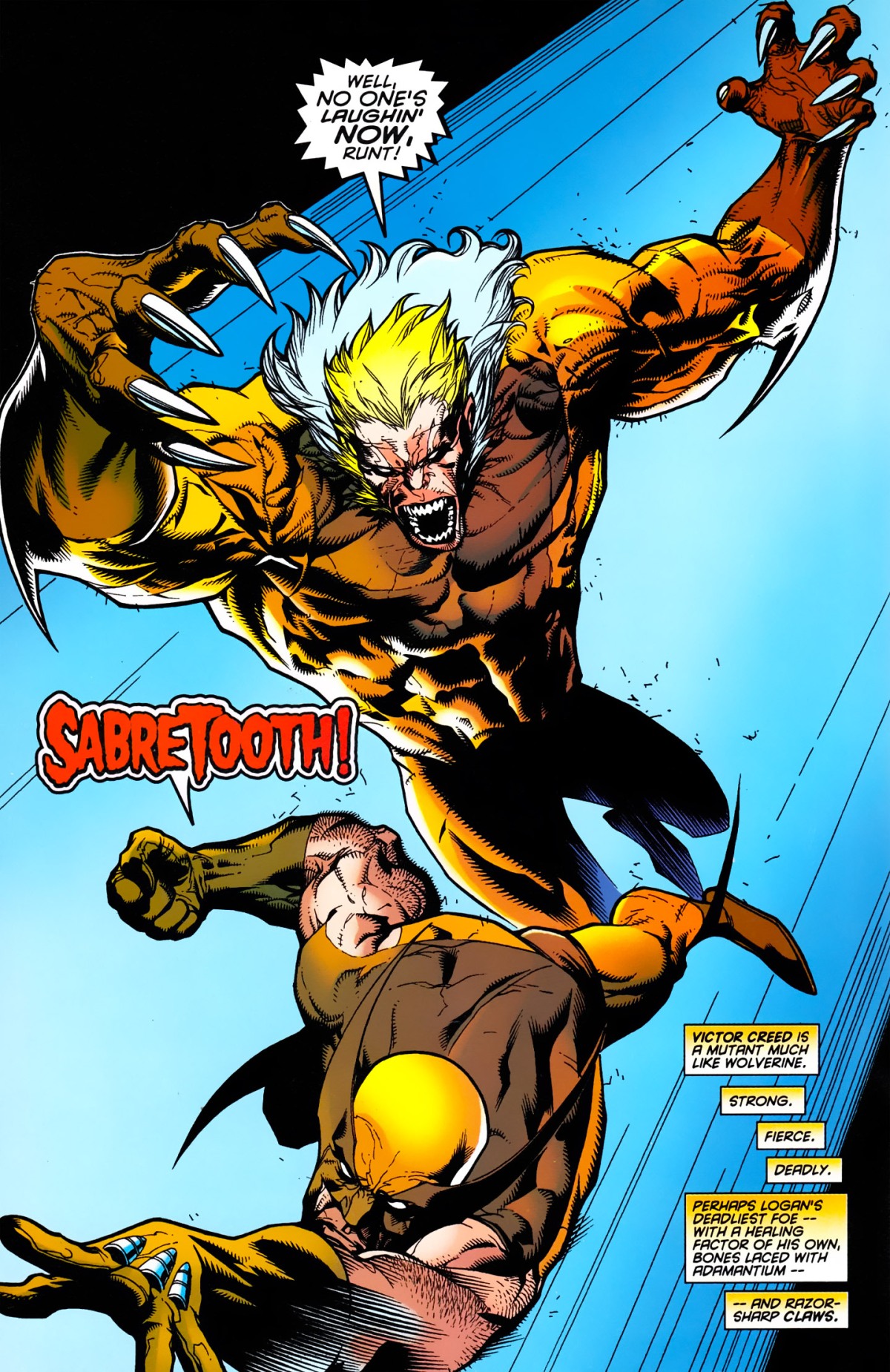 Wolverine vs. Sabertooth (Wolverine gets his adamantium back)
