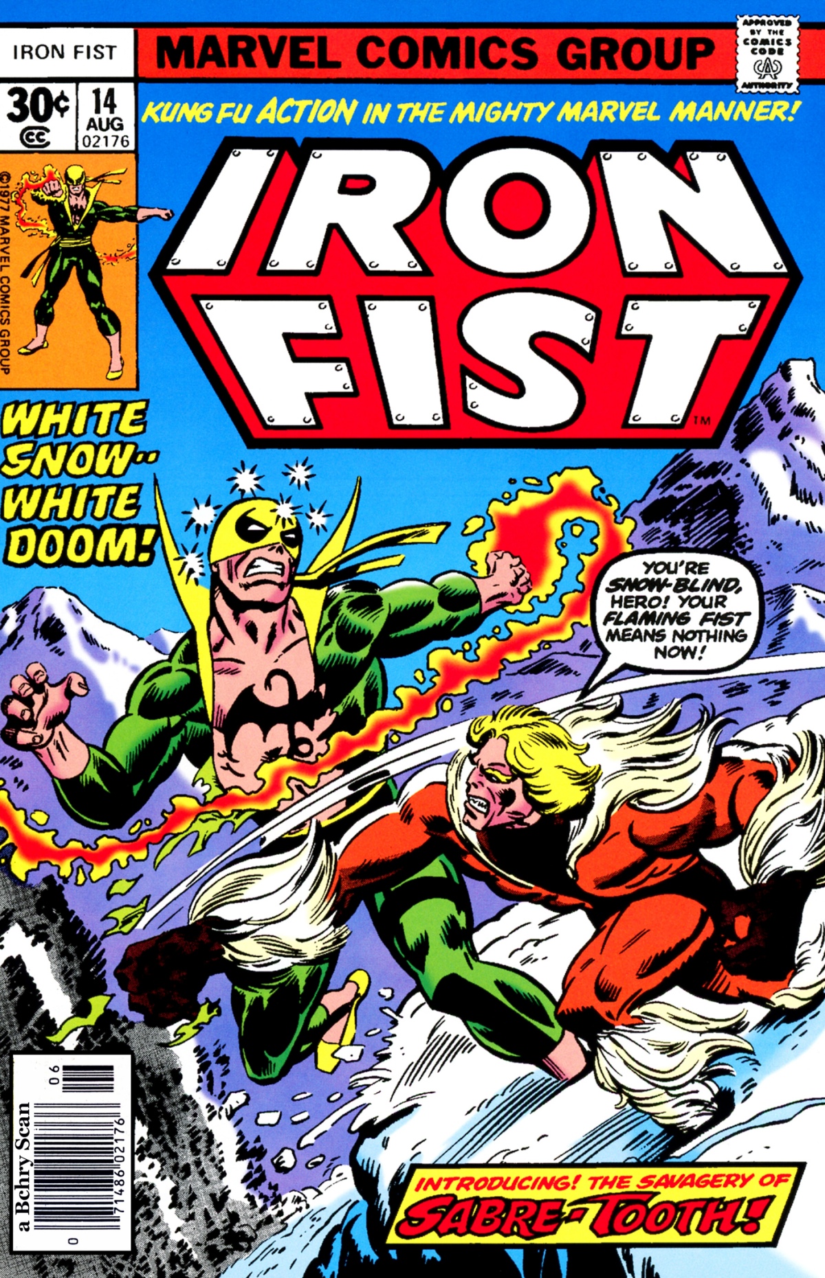 Iron Fist vs. Sabertooth (Iron Fist #14, 1977)